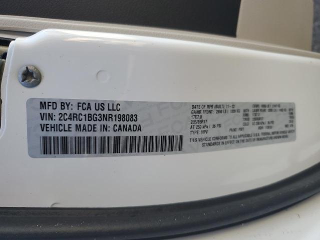 2C4RC1BG3NR198083 - 2022 CHRYSLER PACIFICA TOURING L Ağ foto 14