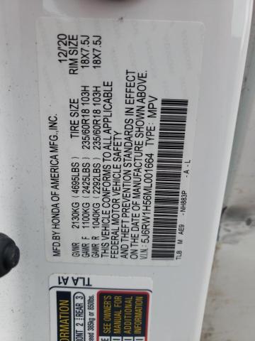 5J6RW1H56ML001664 - 2021 HONDA CR-V EX WHITE photo 14