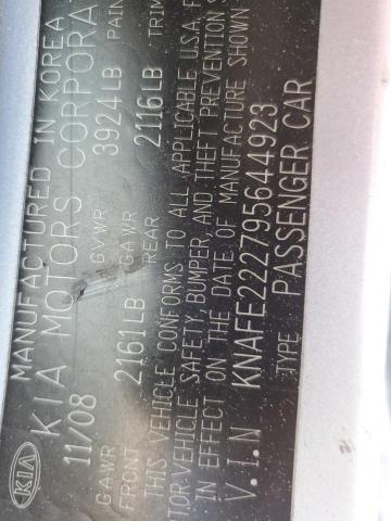 KNAFE222795644923 - 2009 KIA SPECTRA EX SILVER photo 13