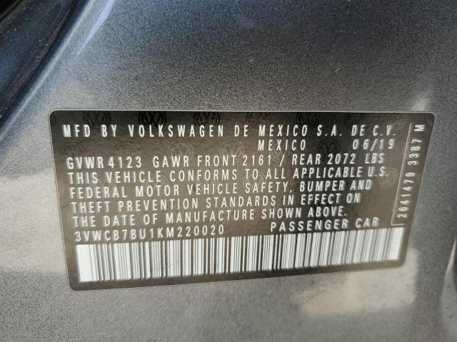 3VWCB7BU1KM220020 - 2019 VOLKSWAGEN JETTA S GRAY photo 13