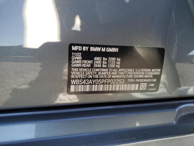 WBS43AY05PFP02253 - 2023 BMW M3 COMPETITION GRAY photo 12