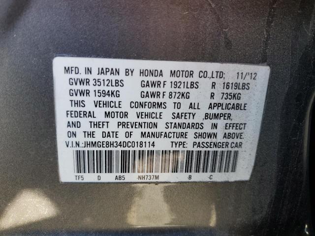 JHMGE8H34DC018114 - 2013 HONDA FIT GRAY photo 13