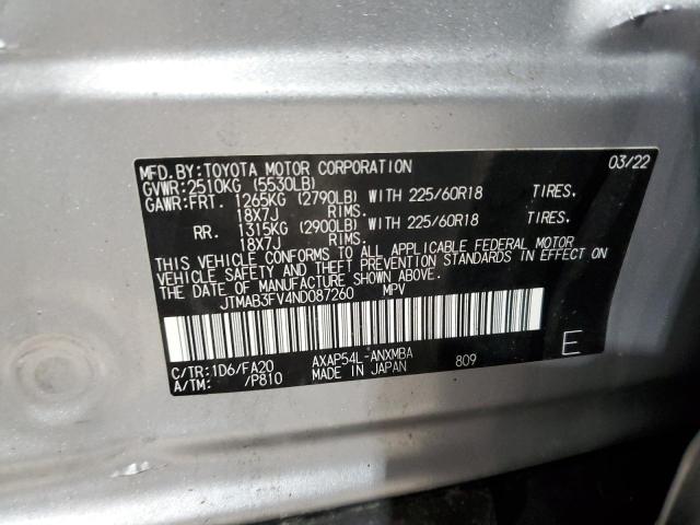 JTMAB3FV4ND087260 - 2022 TOYOTA RAV4 PRIME SE SILVER photo 14