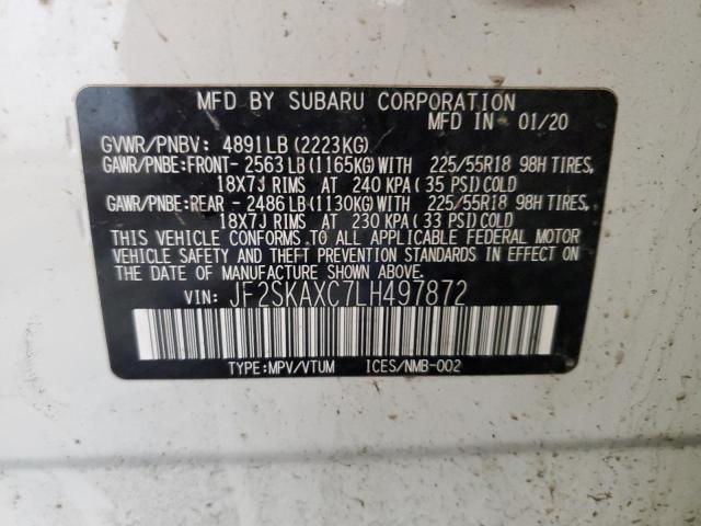 JF2SKAXC7LH497872 - 2020 SUBARU FORESTER TOURING 白色 照片 14