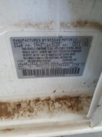 3N1AB7AP6HY246140 - 2017 NISSAN SENTRA S WHITE photo 12