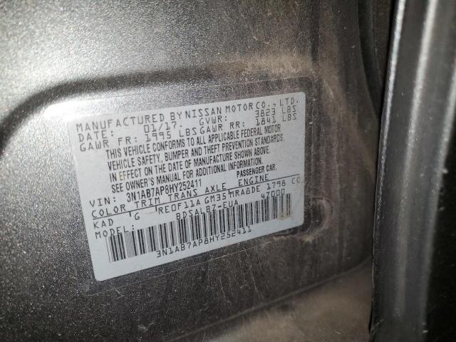 3N1AB7AP8HY252411 - 2017 NISSAN SENTRA S GRAY photo 13