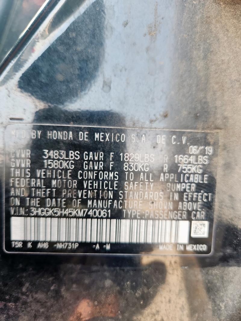 3HGGK5H45KM740061 - 2019 HOND FIT LX BLACK photo 13