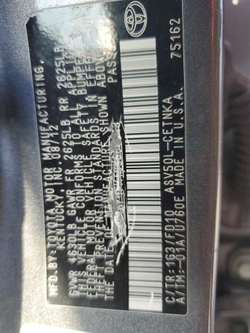 4T1BF1FK4CU608313 - 2012 TOYOTA CAMRY BASE ნაცრისფერი ფოტო 12