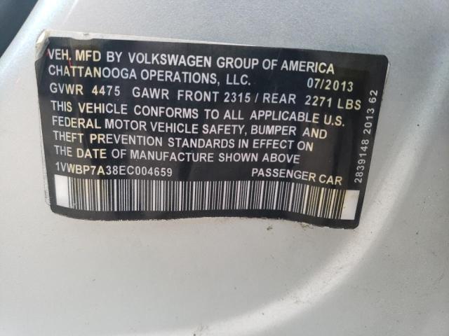 1VWBP7A38EC004659 - 2014 VOLKSWAGEN PASSAT SE SILVER photo 12