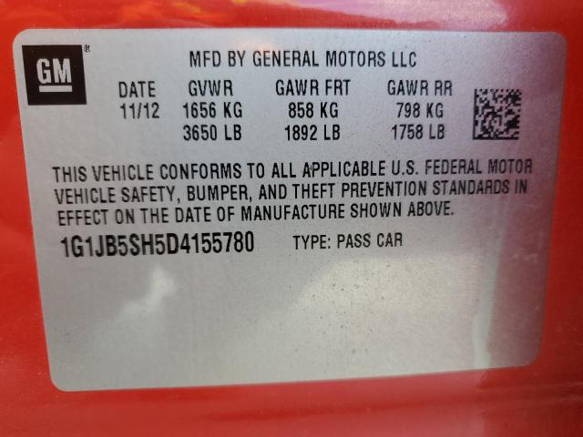 1G1JB5SH5D4155780 - 2013 CHEVROLET SONIC LS RED photo 12