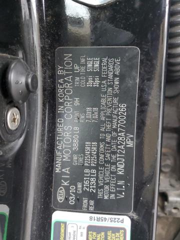 KNDJT2A28A7700266 - 2010 KIA SOUL + BLACK photo 12