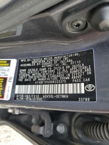 4T4BF1FK0DR333370 - 2013 TOYOTA CAMRY L GRAY photo 12