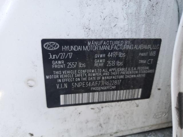 5NPE34AF7JH622817 - 2018 HYUNDAI SONATA SPORT WHITE photo 12