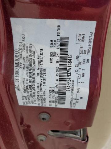 1FAFP34N37W148413 - 2007 FORD FOCUS ZX4 MAROON photo 12