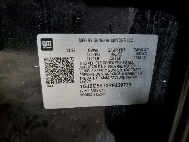 1G1ZG5ST3PF139739 - 2023 CHEVROLET MALIBU RS BLACK photo 12