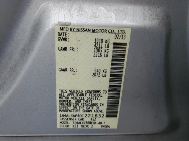 1N4AL3AP4DC221832 - 2013 NISSAN ALTIMA 2.5 SILVER photo 12