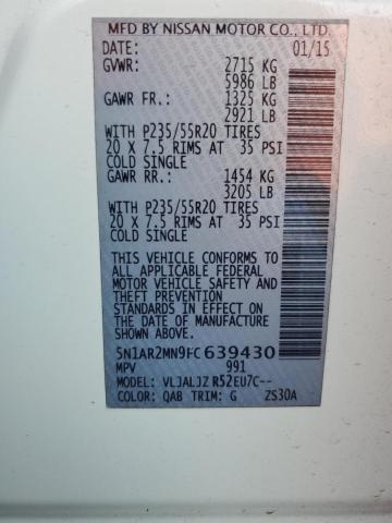 5N1AR2MN9FC639430 - 2015 NISSAN PATHFINDER S WHITE photo 13