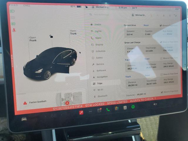 5YJ3E1EB9JF071814 - 2018 TESLA MODEL 3 黑色 照片 9