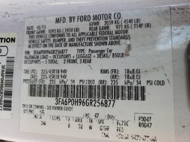 3FA6P0H96GR256877 - 2016 FORD FUSION SE WHITE photo 12