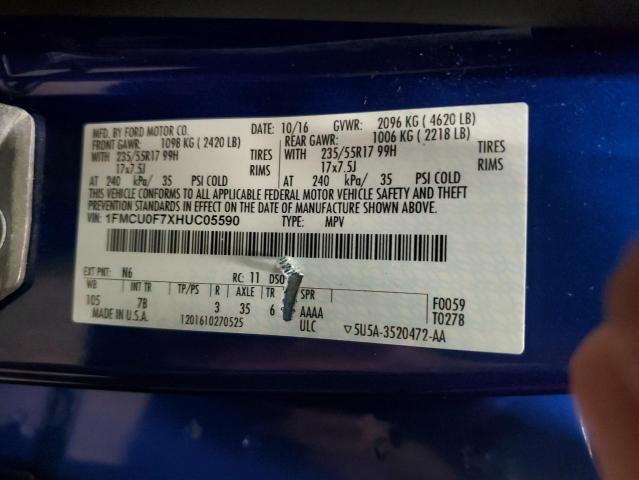 1FMCU0F7XHUC05590 - 2017 FORD ESCAPE S BLUE photo 13