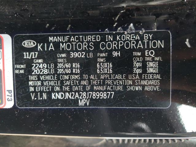 KNDJN2A28J7899877 - 2018 KIA SOUL BLACK photo 12