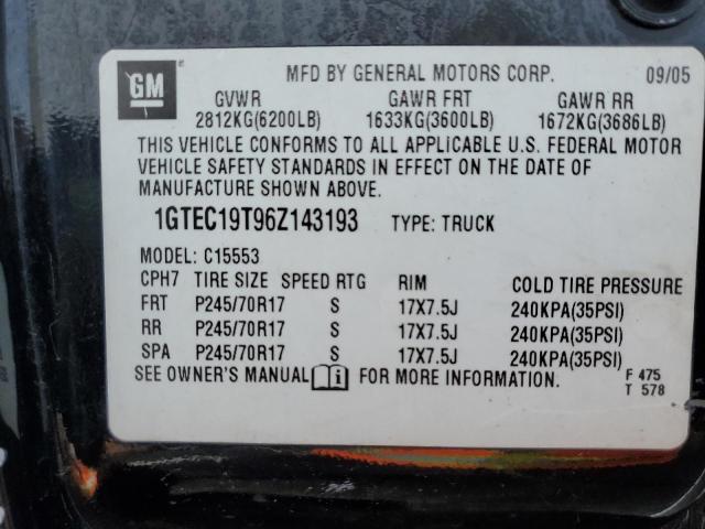 1GTEC19T96Z143193 - 2006 GMC NEW SIERRA C1500 BLACK photo 12