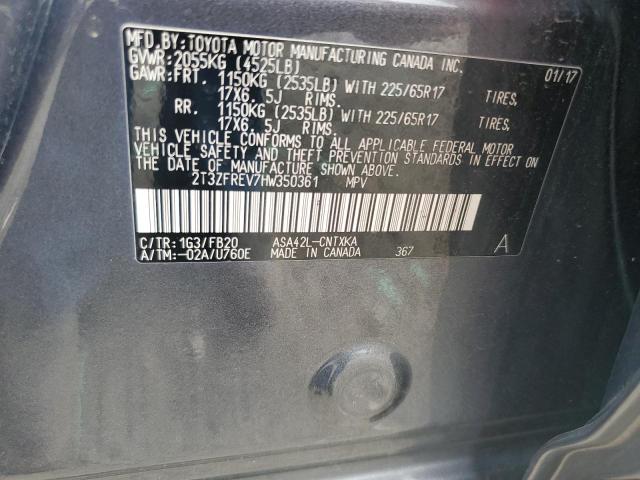 2T3ZFREV7HW350361 - 2017 TOYOTA RAV4 LE GRAY photo 13