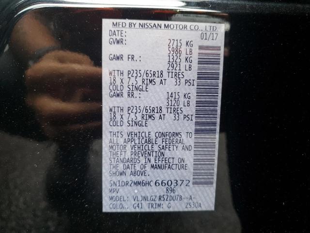 5N1DR2MM6HC660372 - 2017 NISSAN PATHFINDER S შავი ფოტო 14
