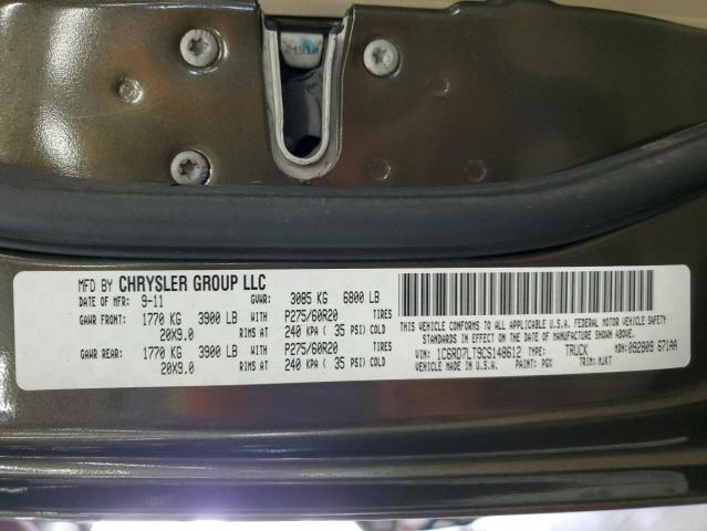 1C6RD7LT9CS148612 - 2012 DODG RAM 1500 SLT GREEN photo 12