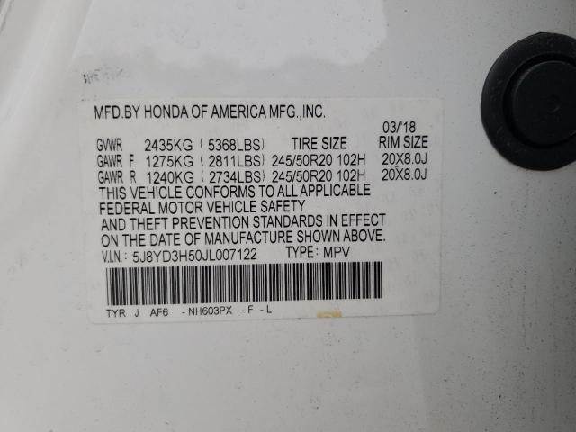 5J8YD3H50JL007122 - 2018 ACURA MDX TECHNOLOGY 白色 照片 13
