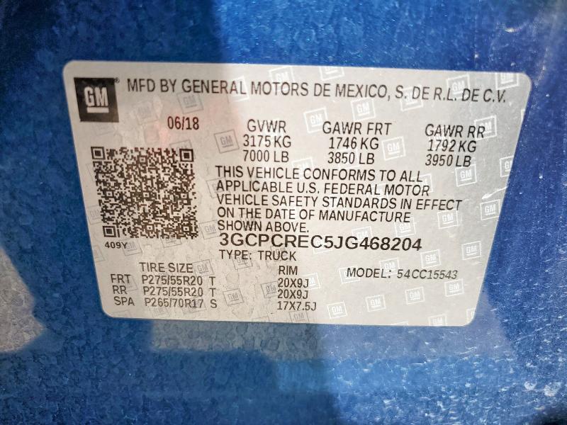 3GCPCREC5JG468204 - 2018 CHEVROLET SILVERADO C1500 LT BLUE photo 12