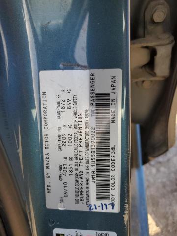 JM1BL1U55B1390022 - 2011 MAZDA 3 S TEAL photo 12