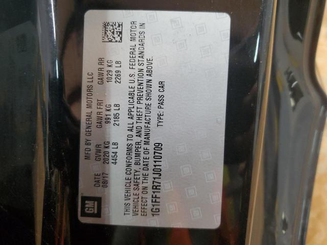 1G1FF1R71J0110709 - 2018 CHEVROLET CAMARO SS Սև լուսանկար 12