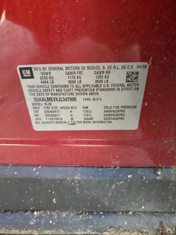 3GKALMEVXJL347996 - 2018 GMC TERRAIN SLE RED photo 13