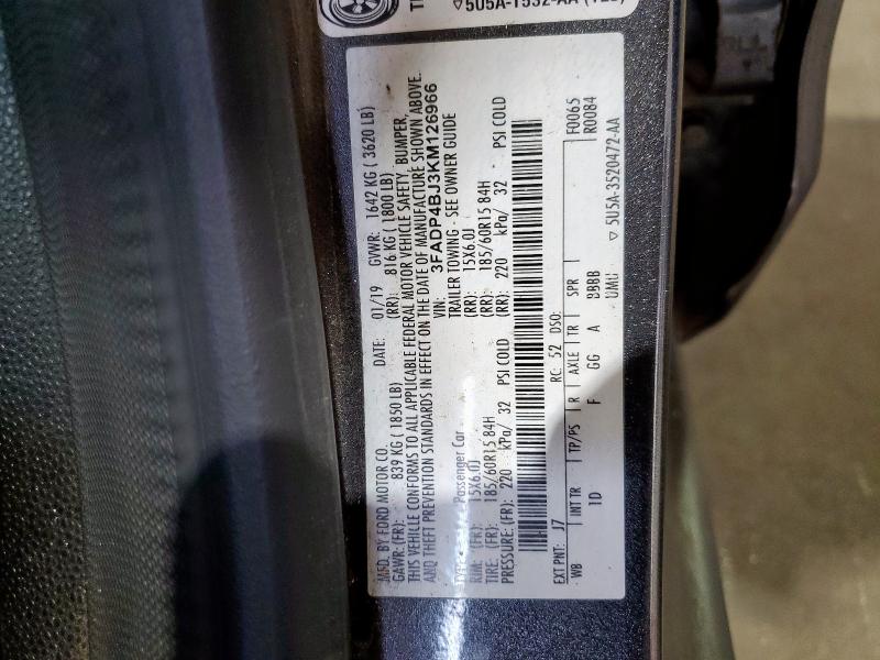 3FADP4BJ3KM126966 - 2019 FORD FIESTA SE ნაცრისფერი ფოტო 13