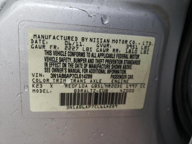 3N1AB6AP7CL614289 - 2012 NISSAN SENTRA 2.0 SILVER photo 13