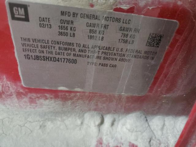 1G1JB5SHXD4177600 - 2013 CHEVROLET SONIC LS 红色 照片 12