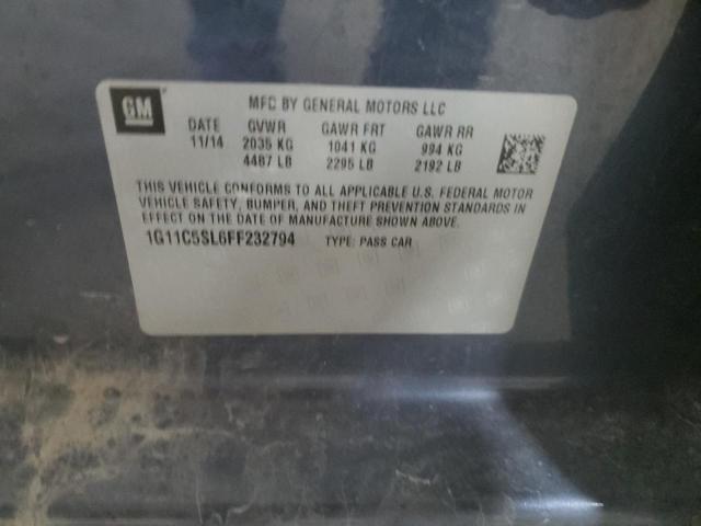 1G11C5SL6FF232794 - 2015 CHEVROLET MALIBU 1LT BLUE photo 12