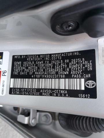 4T1BF1FK6DU237768 - 2013 TOYOTA CAMRY L SILVER photo 12