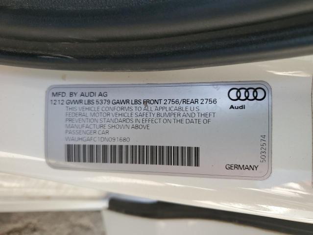 WAUHGAFC1DN091680 - 2013 AUDI A6 PRESTIGE 白色 照片 12