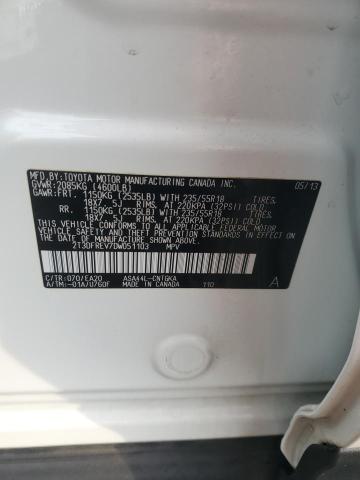 2T3DFREV7DW051103 - 2013 TOYOTA RAV4 LIMITED თეთრი ფოტო 12