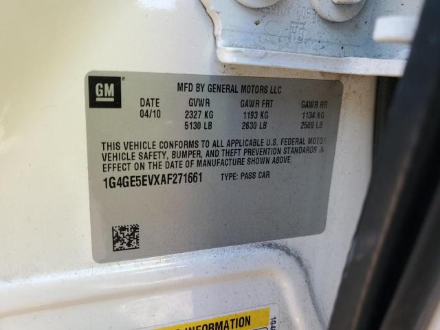 1G4GE5EVXAF271661 - 2010 BUICK LACROSSE CXS WHITE photo 12