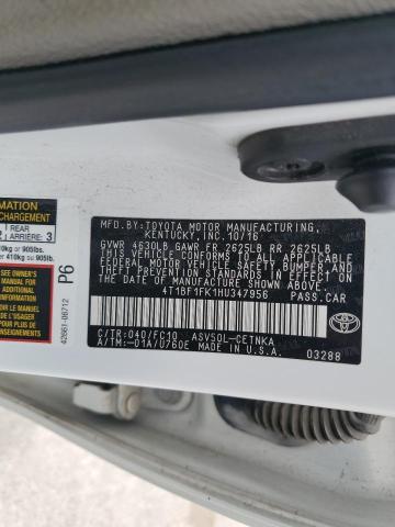 4T1BF1FK1HU347956 - 2017 TOYOTA CAMRY LE 白色 照片 12