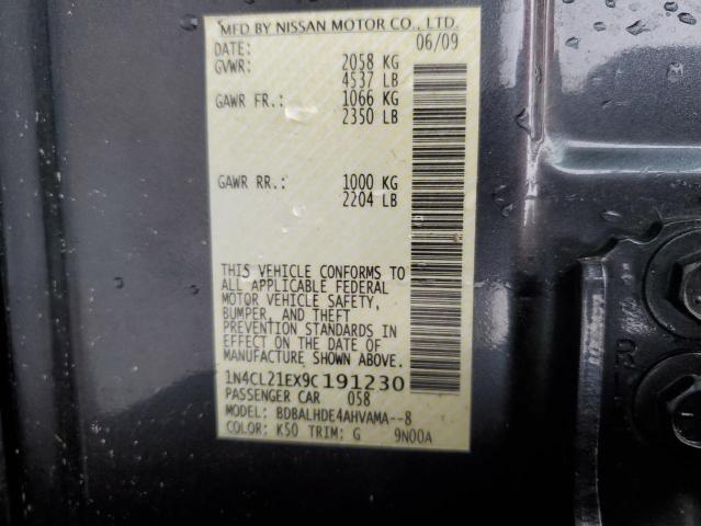 1N4CL21EX9C191230 - 2009 NISSAN ALTIMA HYBRID GRAY photo 12