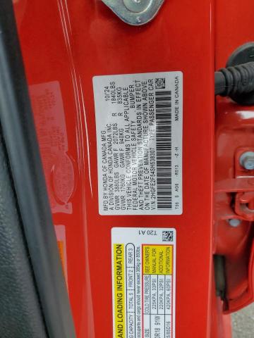 2HGFE2F54SH538307 - 2025 HONDA CIVIC SPORT RED photo 12