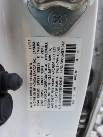 2HGFB2F53CH609748 - 2012 HONDA CIVIC LX SILVER photo 12