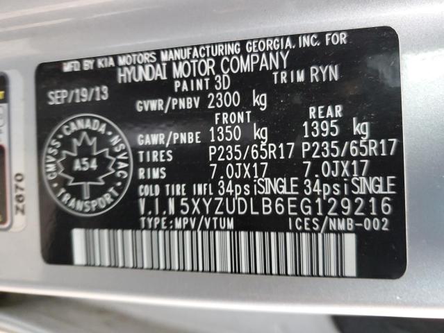 5XYZUDLB6EG129216 - 2014 HYUNDAI SANTA FE S SILVER photo 13