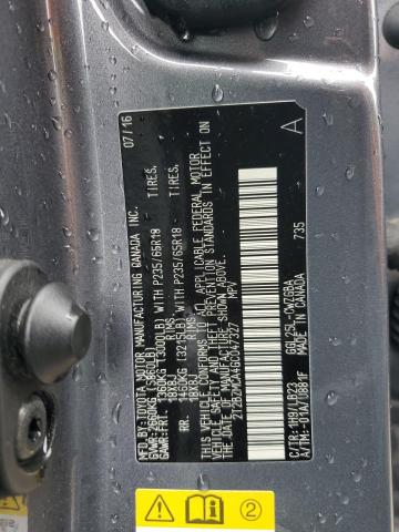 2T2BZMCA4GC047327 - 2016 LEXUS RX 350 BASE GRAY photo 13