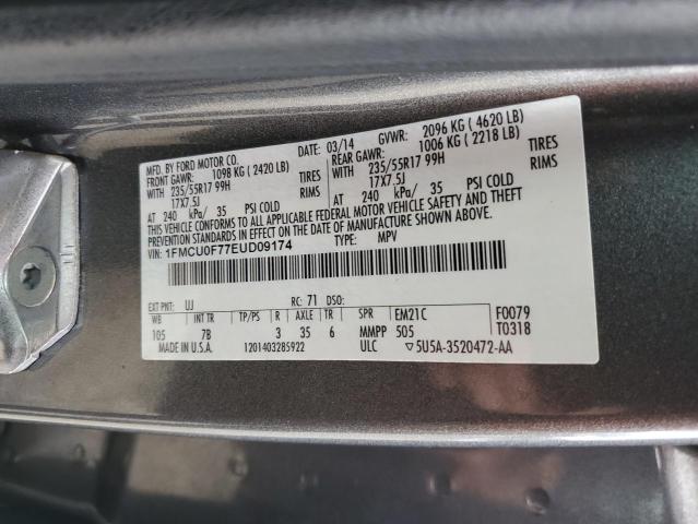 1FMCU0F77EUD09174 - 2014 FORD ESCAPE S GRAY photo 13