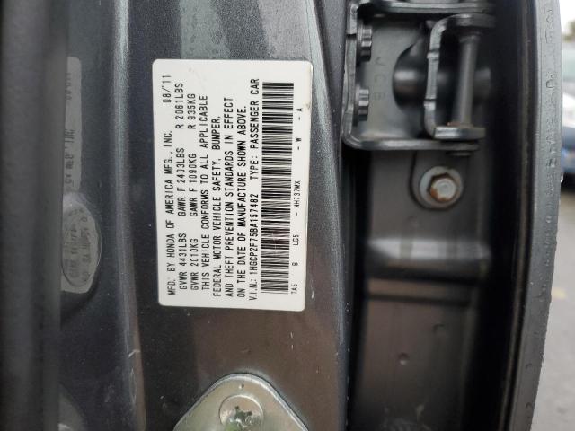 1HGCP2F75BA157482 - 2011 HONDA ACCORD EX GRAY photo 12